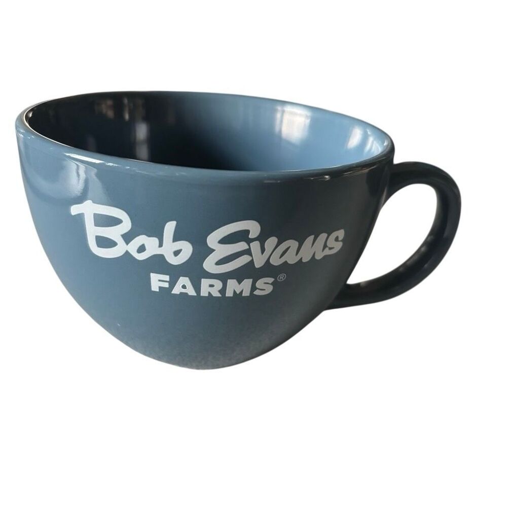 Bob Evans Farms Large Coffee Mug Soup Bowl Slate Blue Ceramic ITI China LI-15⁠